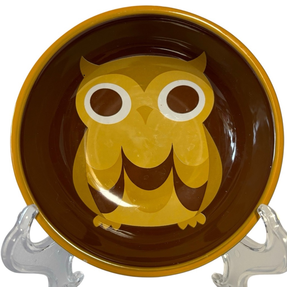 VTG Mesa Home Designs MCM owl finger bowl 4.75” brown gold dish serve-ware
